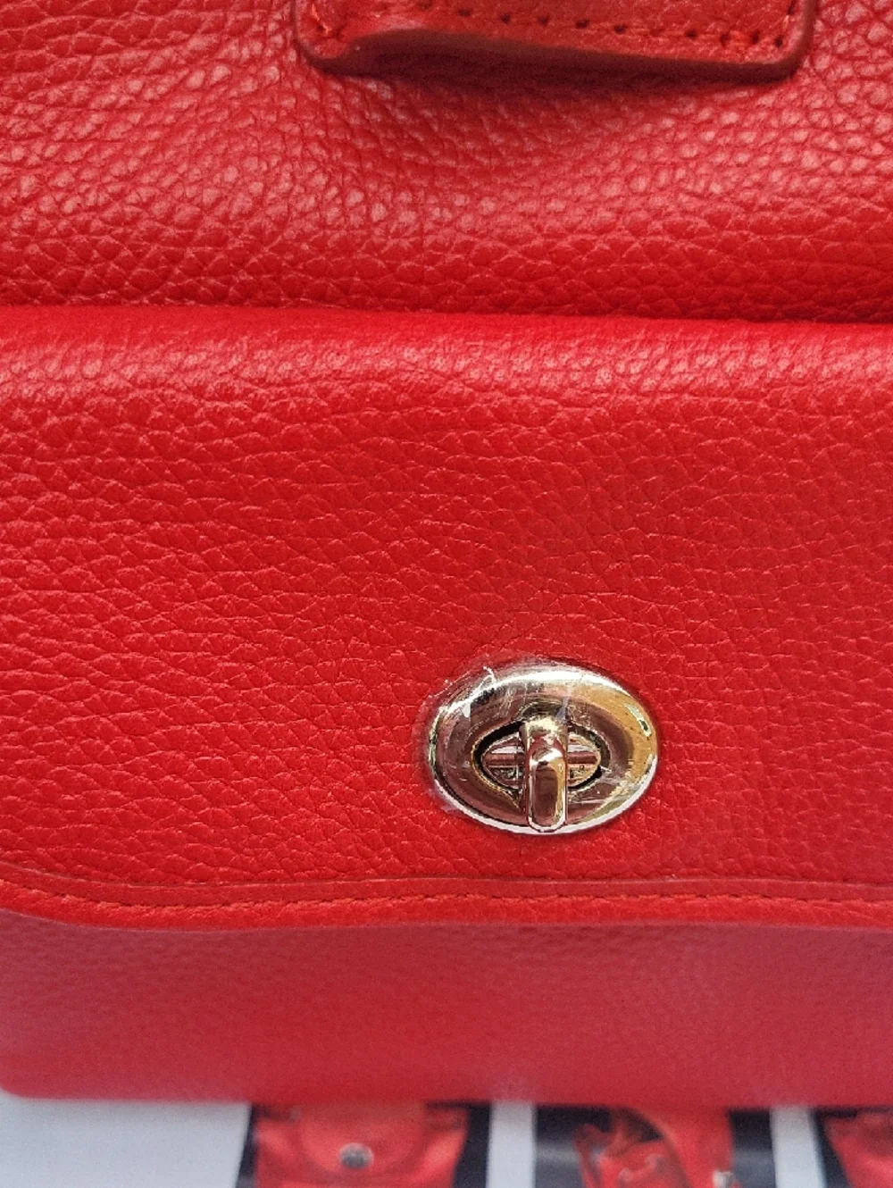 Coach Red Pebbled Leather Mini Turnlock Rucksack Backpack - Picture 16 of 16